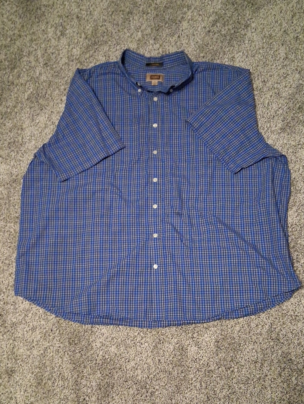 The Foundry Supply Co. Men's Blue Plaid Short-Sleeve Button-Down Shirt